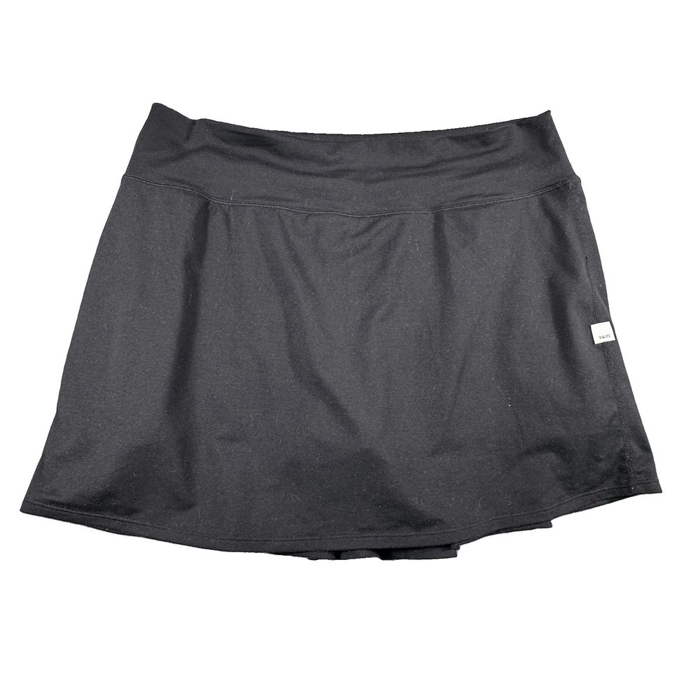 Vuori Womens Large Volley Skirt Black Athletic Tennis Pickleball Skort Pleated